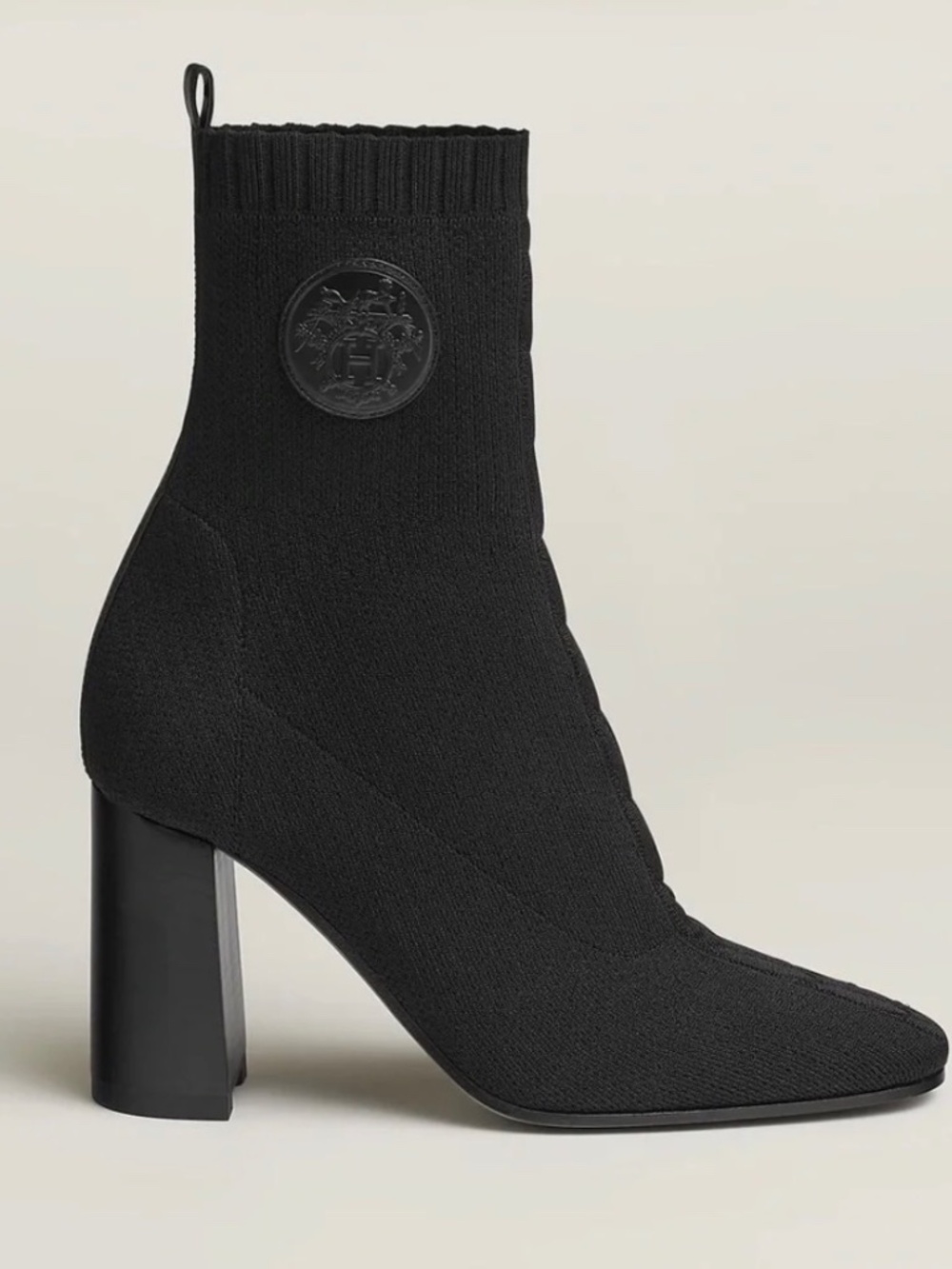 HERMES JENNA 90 BLACK SHORT KNIT BOOTS SIZE 38.5 .